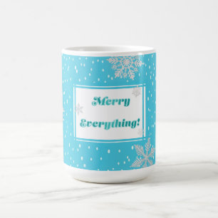 Festive 'Merry Everything' Winter Blue Holiday Coffee Mug