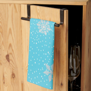 Festive 'Merry Everything' Winter Blue Holiday Tea Towel