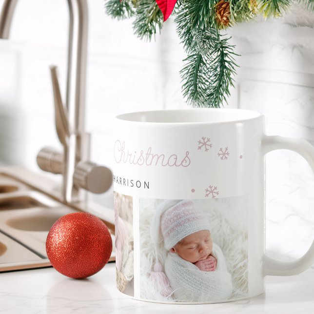 Festive Merry Little Christmas Pink Photos Coffee Mug (Festive Merry Little Christmas Pink Photos Coffee Mug)