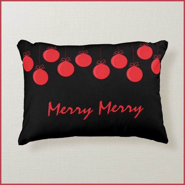 Festive Merry Red Ball Ornaments Christmas Decorative Cushion (Creator Uploaded)
