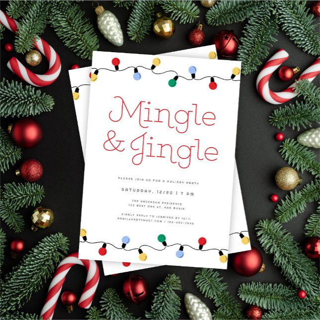Festive Mingle & Jingle Christmas Lights Party Invitation (Creator Uploaded)