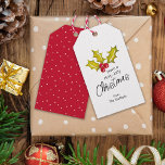 Festive Minimal Holly Berries Whimsical Christmas Gift Tags<br><div class="desc">This minimal "Have a Holly Jolly Christmas" gift tag features hand drawn holly and berries on the front and a classic red and soft pink polka dot on the back that add a touch of nostalgic whimsy. Original art by Malissa Melrose.</div>