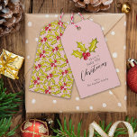 Festive Minimal Holly Pink Fun Whimsical Christmas Gift Tags<br><div class="desc">This minimal "Have a Holly Jolly Christmas" gift tag features hand drawn holly and berries on the front and a holly pattern on retro pink on the back that add a touch of nostalgic whimsy. Original art by Malissa Melrose.</div>