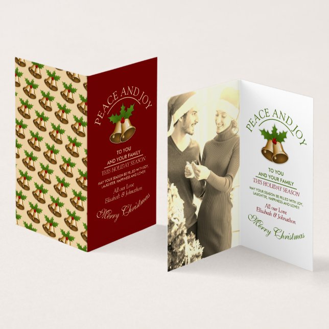 Festive Mistletoe Bells Christmas Cards (Inside and Outside)