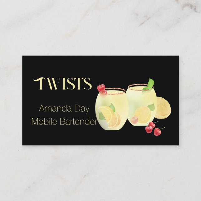 Festive Mixed Drinks Bartender Business Card (Front)