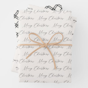 Festive Modern Black and Beige  Wrapping Paper Sheet
