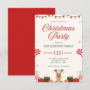 Festive Modern Elegant Family Christmas Party Invitation