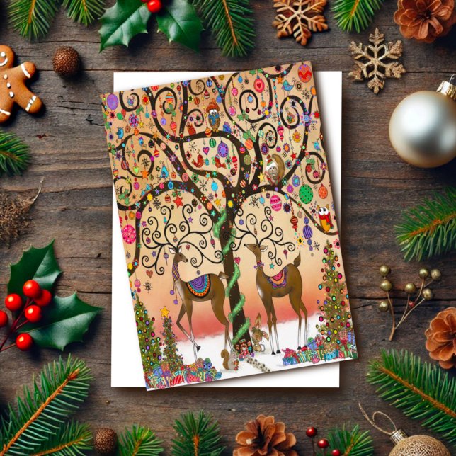 Festive Modern Fun Joyful Christmas Tree Card (Creator Uploaded)