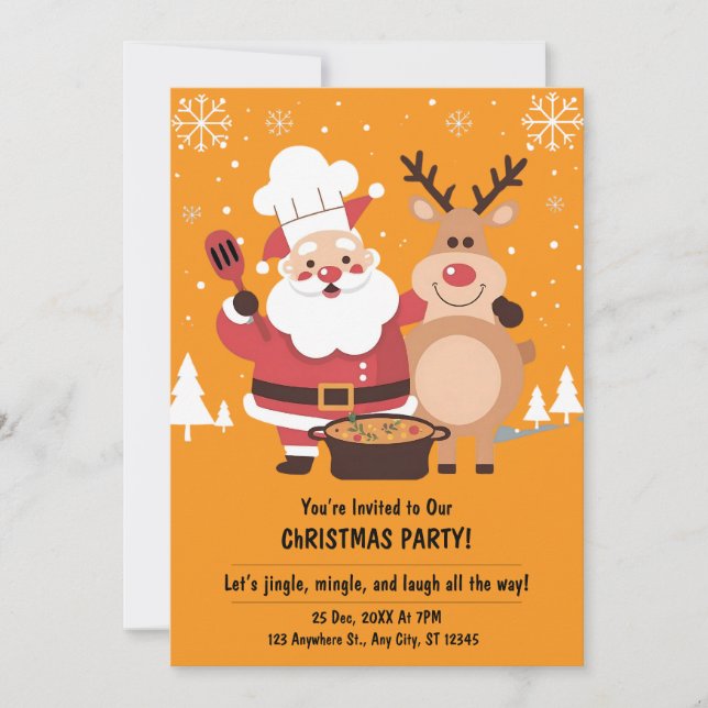 Festive Modern Funny Cute Christmas Invitation (Front)