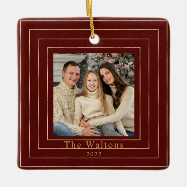 Festive Modern Gold Holiday Keepsake Ceramic Ball  Ceramic Ornament (Front)