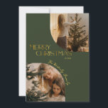 Festive Modern Merry Christmas Arch Photo Green Holiday Card<br><div class="desc">Your friends and loved ones' days will be merry & bright when they receive these brilliant,  festive forest green and gold Merry Christmas cards this holiday season.</div>