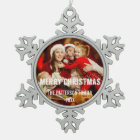 Festive Modern Merry Christmas Photo Ornament