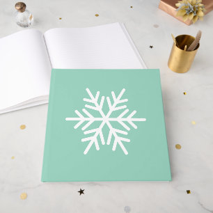 Festive Modern Nordic Snowflake On Light Teal Mint Guest Book