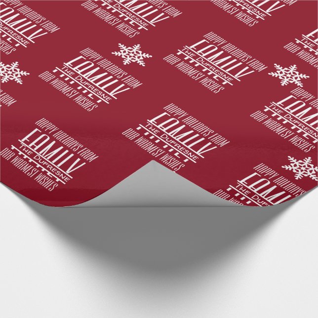 Festive & Modern Personalised "FAMILY" Holiday Wrapping Paper (Corner)