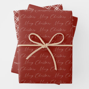 Festive Modern Red and Beige Christmas Wrapping Paper Sheet