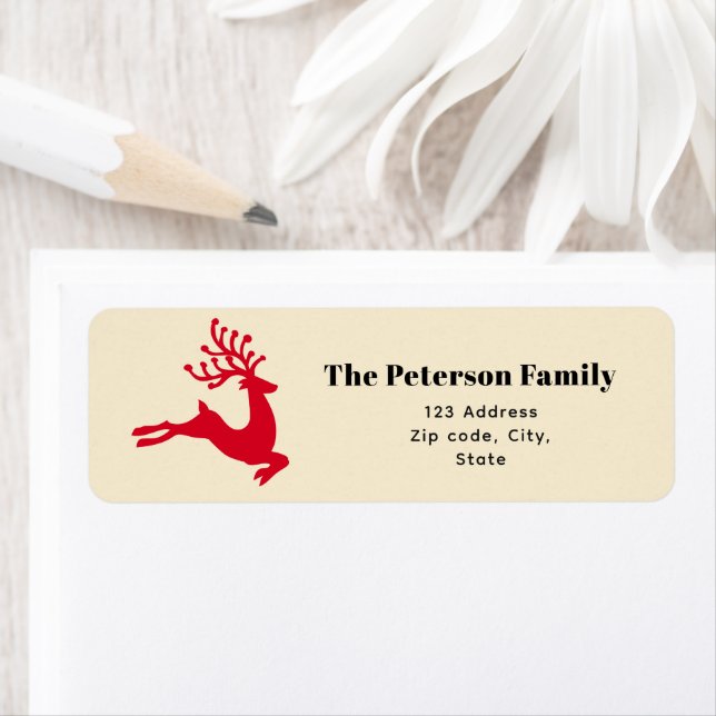 Festive Modern Red Reindeer Jumping on Cream (Insitu)