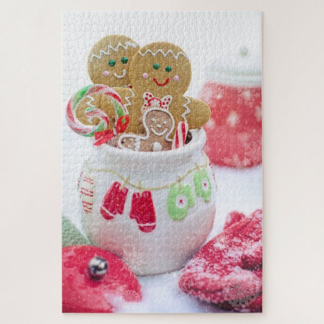 Festive Modern Winter Christmas Holidays Cookies Jigsaw Puzzle (Vertical)