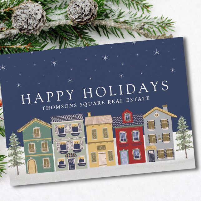 Festive Modern Winter House Corporate Real Estate  Holiday Card (Creator Uploaded)