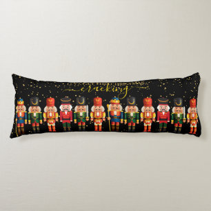 Festive Modern Xmas Black Cute Nutcracker Body Cushion