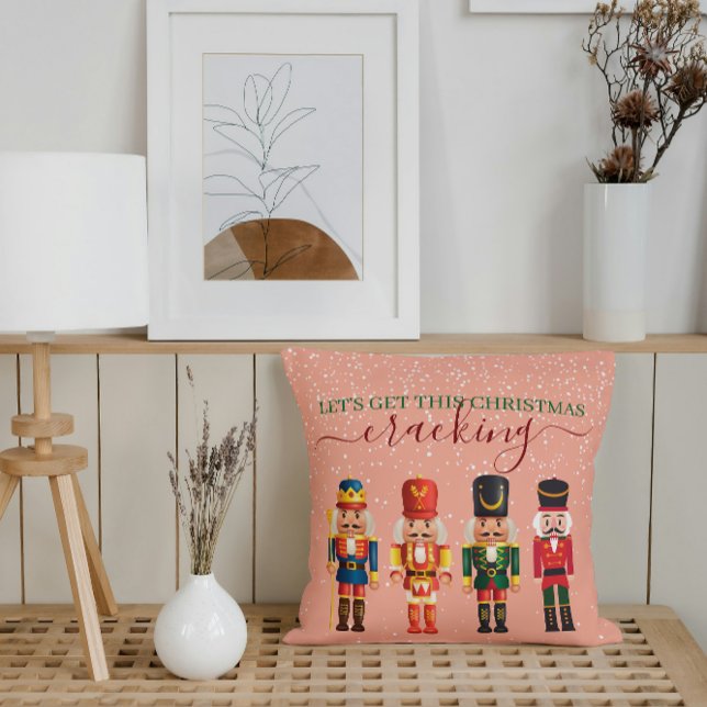 Festive Modern Xmas Pink Cute Nutcracker Cushion (Creator Uploaded)