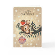 Festive Mouse.Deep and Snowy Wood Christmas. Card