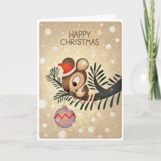Festive Mouse.Deep and Snowy Wood Christmas. Card