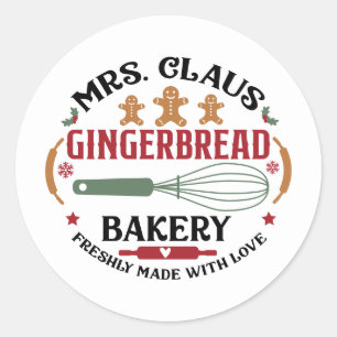 Festive Mrs. Claus Bakery Christmas Classic Round Sticker