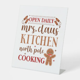 Festive Mrs. Claus kitchen Christmas Pedestal Sign