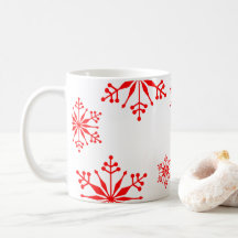 Festive Mug with Red Snowflakes.