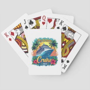 Festive My Birthday Cruise Ship Party 2025 Playing Cards