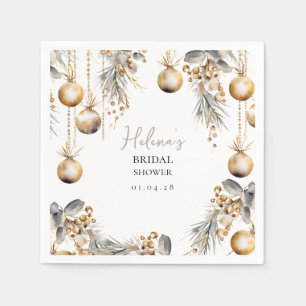 Festive Napkin Holly & Gold Bridal Shower Theme