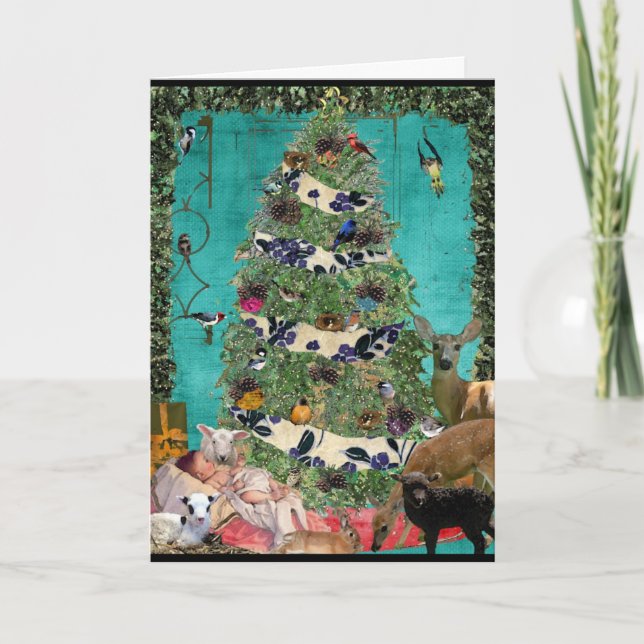 Festive nativity scene holiday card (Front)