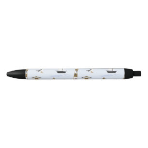 Festive Nautical Print Black Ink Pen