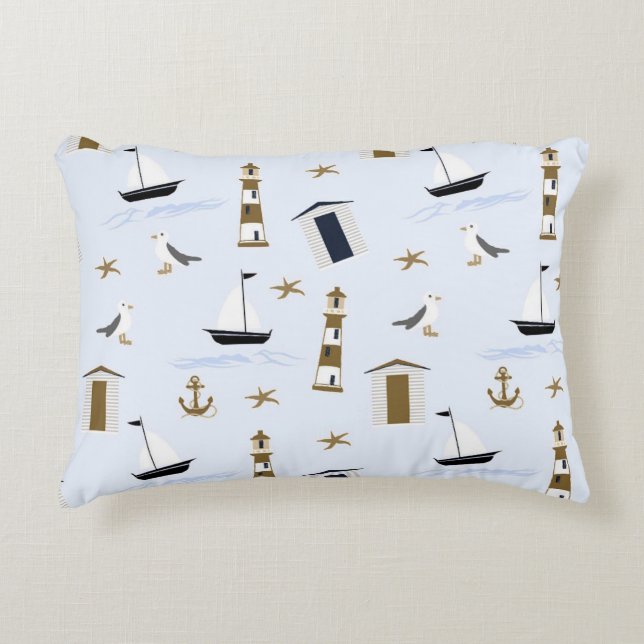 Festive Nautical Print Decorative Cushion (Front)