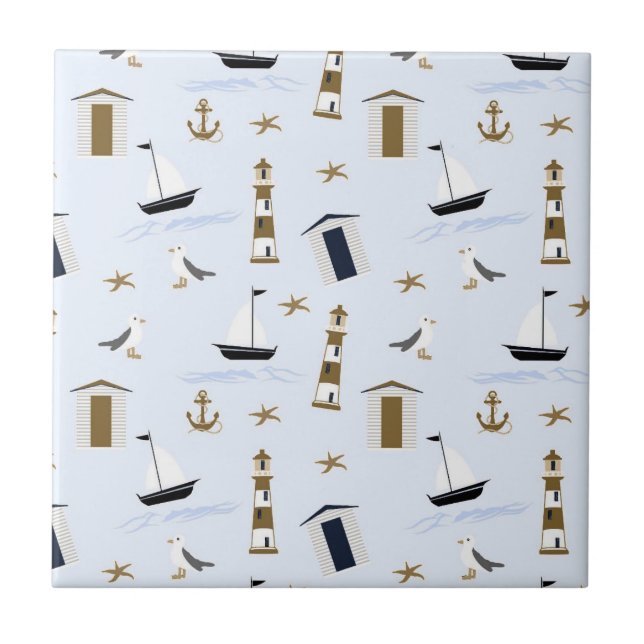 Festive Nautical Print Tile (Front)