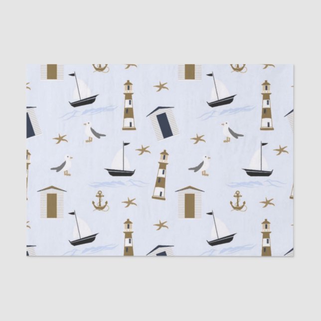 Festive Nautical Print Tissue Paper (Front)