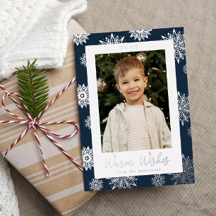 Festive Navy and Silver Snowflakes Photo