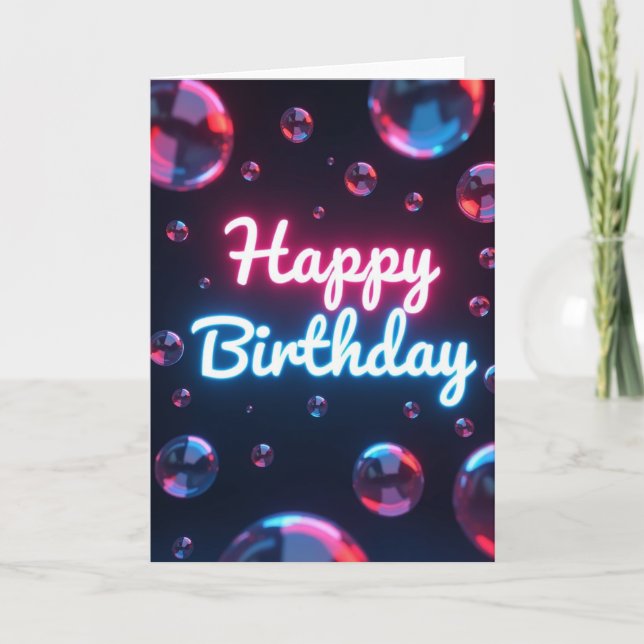 Festive Neon Script Card (Front)