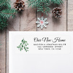 Festive New Home Return Address<br><div class="desc">This charming return address label lets is decorated with watercolor mistletoe.
It says "Our New Home" in stylish typography. Easily customisable. 
Use the Design Tool to change the text size,  style,  or colour. Original Watercolor © Michele Davies.</div>