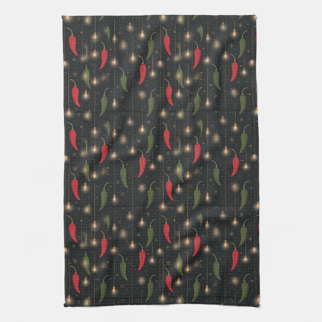 Festive New Mexico Chilli Pepper Decor Tea Towel (Vertical)