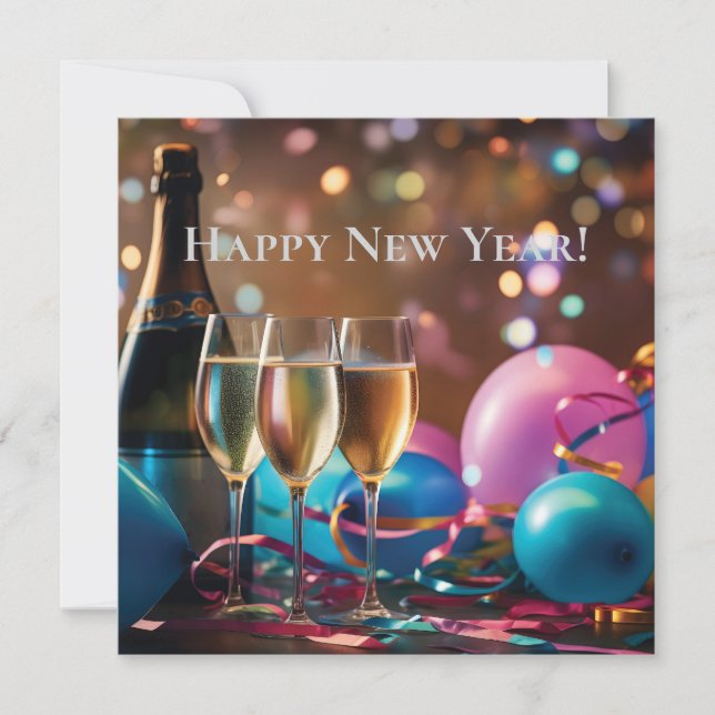 Festive New Year Celebration - customisable text Holiday Card (Front)