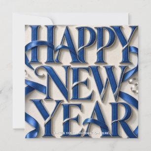 Festive New Year Celebration with Sculpted Ribbons Invitation