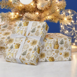 Festive New Year Celebration Wrapping Paper