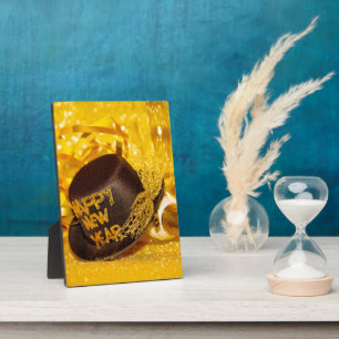 festive New Year's celebration SlipperyJoe's black Plaque