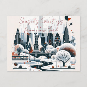 Festive New York City. Personalised Christmas Holiday Postcard