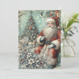 Festive Non-Photo Vintage Santa Christmas Card