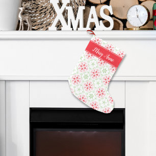 Festive Nordic Pattern Whimsical Cute Holiday Name Small Christmas Stocking