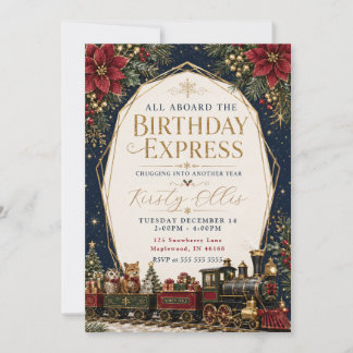Festive North Pole Birthday Express Invitation