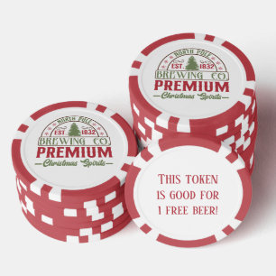 Festive North pole brewing company free beer Poker Chips