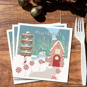 Festive North Pole Christmas Paper Napkins